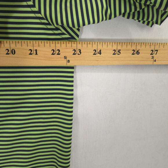 FootJoy Polo Mens Large Navy Green Striped Fairmount Club Performance Golf Shirt - Picture 10 of 13